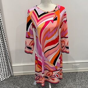 Jean Pierre Pink & Orange Retro Wave Long-Sleeve Dress. Never worn